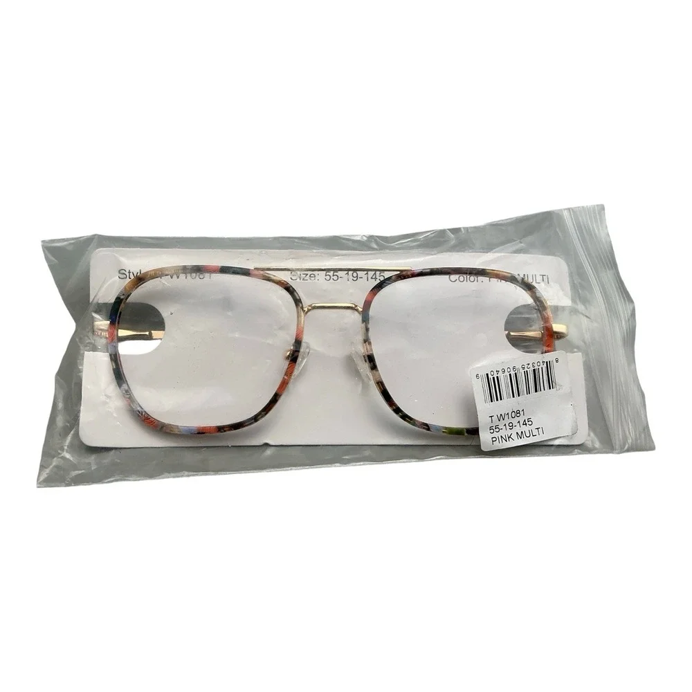 Pink Multi Tortoise Aviator Eyeglasses TW1081 55-19-145 Gold Frame Clear Lens